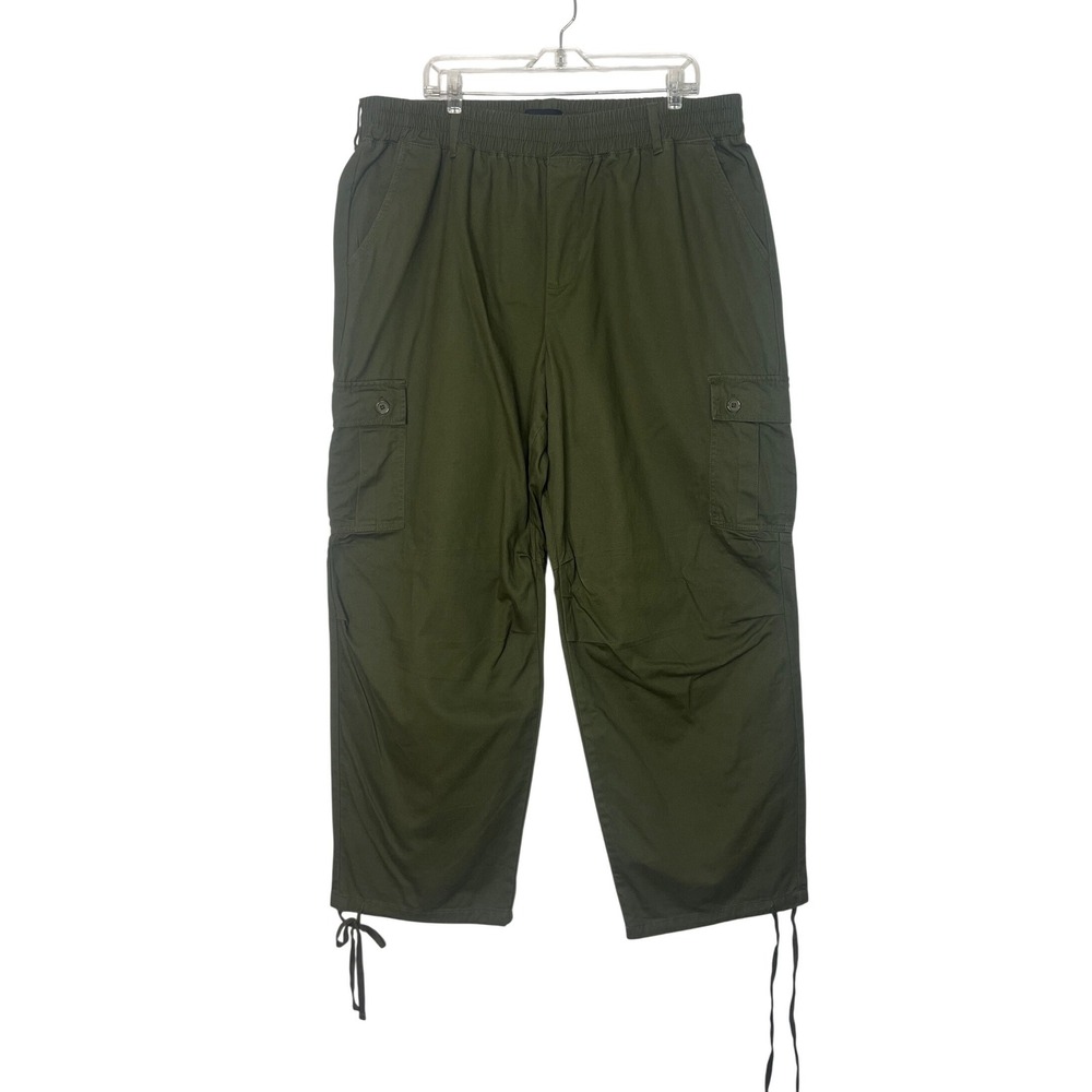 Forever 21 Cargo Pull On Pants Women 3X Green Utility Cotton Drawstring New Y2K
